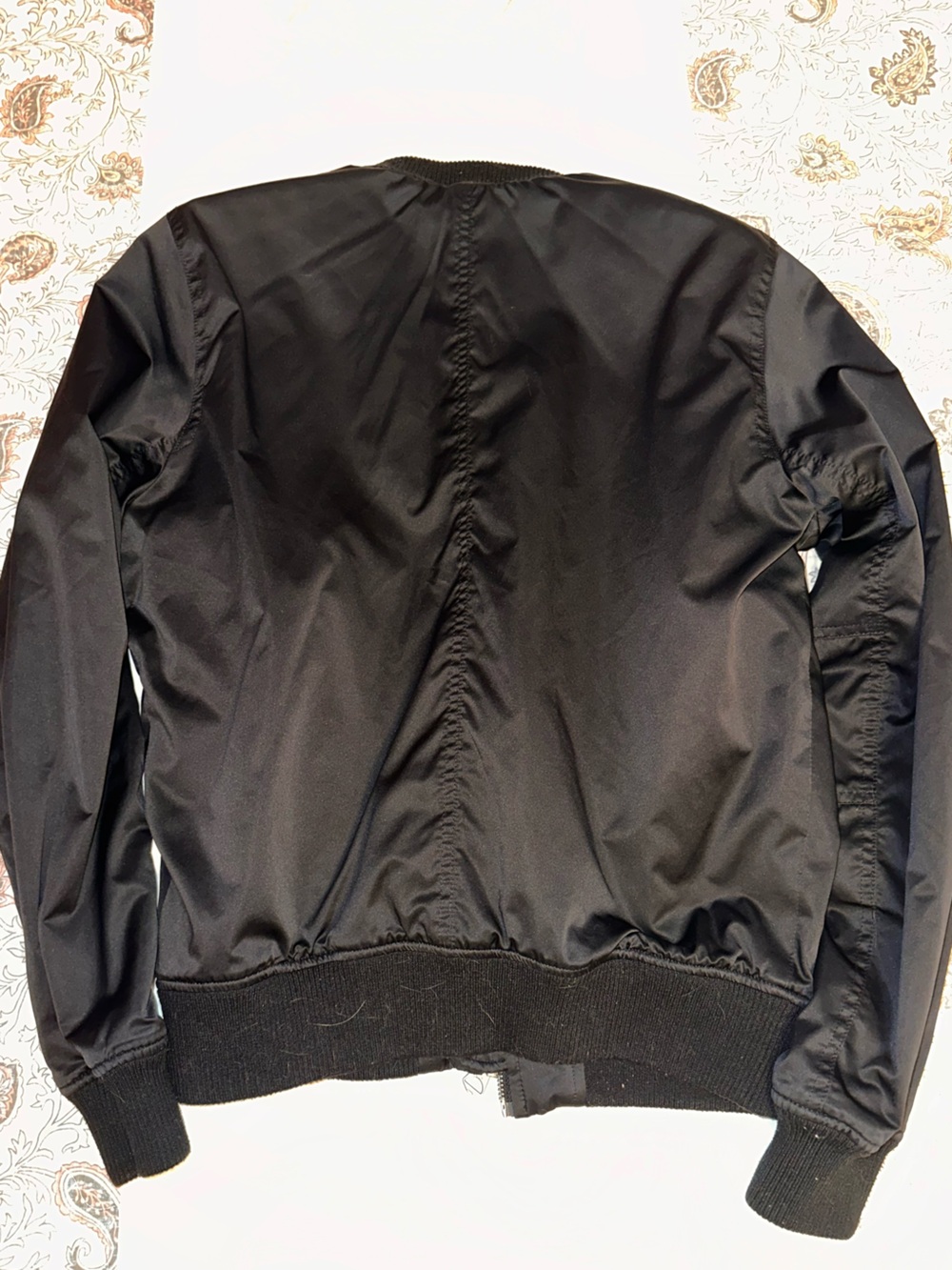 American Eagle Outfitters Black Bomber Jacket with Floral Embroidery - Picture 2 of 3
